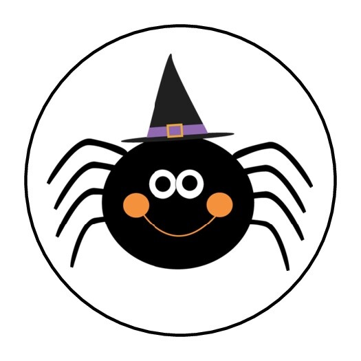 30 Cute Spider Witch Halloween Envelope Seals Labels Stickers 1.5″ Round