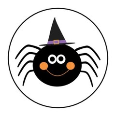 30 Cute Spider Witch Halloween Envelope Seals Labels Stickers 1.5″ Round