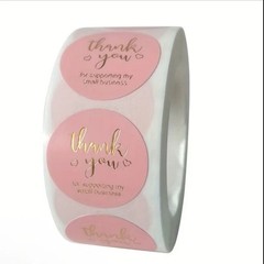 40 PCs Round 1” Thank You For Supporting My Small Business Stickers Pastel Pink