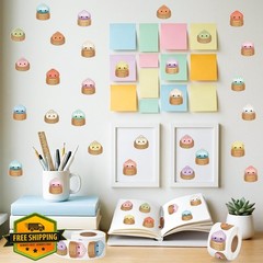 Feuid Gniea Cute Dumpling Roll Stickers – 2 Rolls 1000Pcs Cartoon Dumpling Wa…