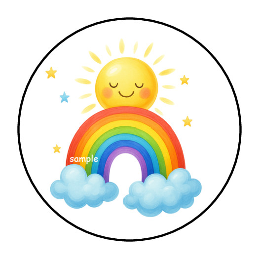 RAINBOW STICKERS ENVELOPE SEALS LABELS FAVORS 1.5″ ROUND (30) SUNSHINE STARS