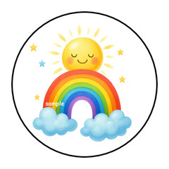 RAINBOW STICKERS ENVELOPE SEALS LABELS FAVORS 1.5″ ROUND (30) SUNSHINE STARS