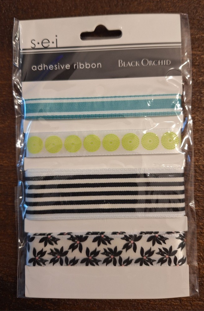 s*e*i adhesive ribbon-Black Orchid – 4 Styles-1 Yard each