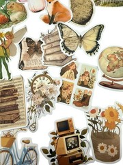 10 NEW Stickers Vintage Theme Cottagecore BOHO Scrapbooking Laptops Decal Bottle
