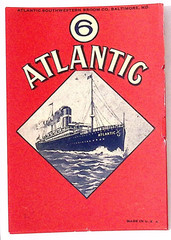 1910s Atlantic Southwestern Broom Label Steam Ship Cruise Ship 5″H