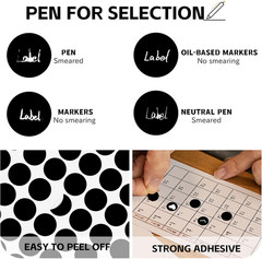 1500PCS Colored Dot Stickers 1/2″ round Color Code Sticker Black Small Circle La