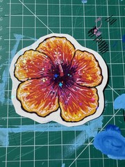 Tropical Hibiscus Flower: Waterproof Hand-Drawn Flower Art Decal