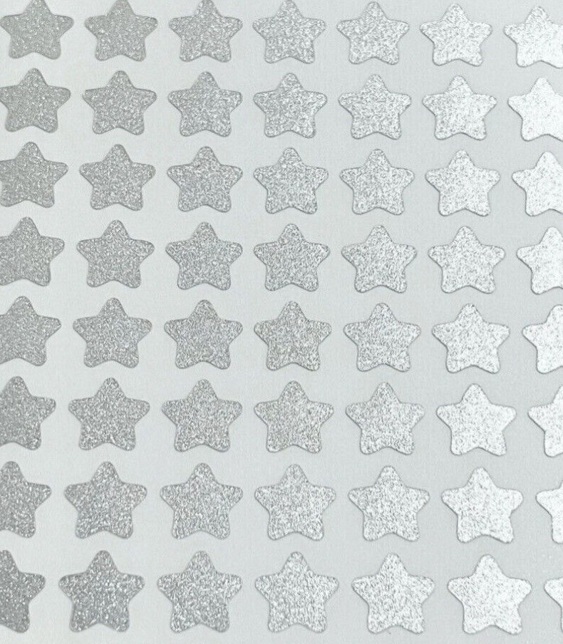 Silver Shimmer Glitter Star Sticker Sheet! – Choose a Size – Cute & Sparkly!