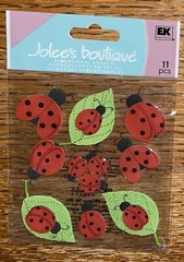 Jolees Cute Lady Bugs Red Black Ladybugs Leaves Spring Time Scrapbook Stickers