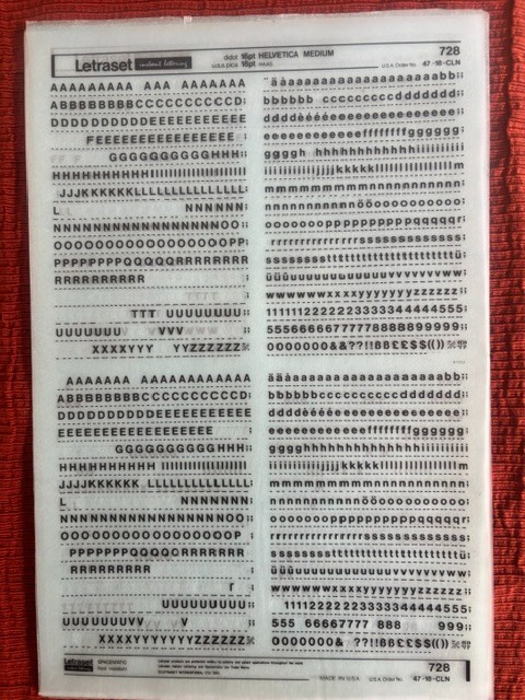 Four Letraset INSTANT LETTERING Transfer 16pt & 18 pt Helvetica Medium 4