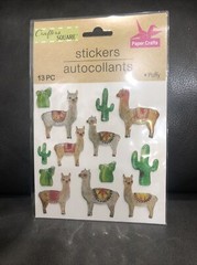 crafters square 13 piece puffy llama and Cactus sticker set