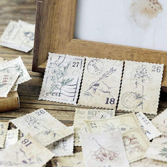 138 Pcs/3 Sets Post Stamp Stickers Retro Cute Plants/Animals Decorative Sticker