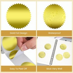 300 Pcs 2 Inch Gold Foil Seal Stickers for Certificates Book Invitation Notary