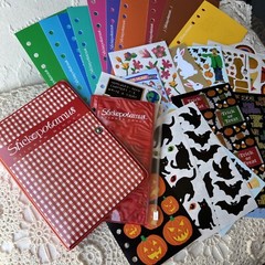 Vintage Stickopotamus Sticker Red Binder With Album Pages Zip Pouch & 19 Sheets