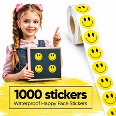 1000PCS Yellow Smiley Face Stickers 1 Inch â€“ Bulk Happy Face Stickers for Cla