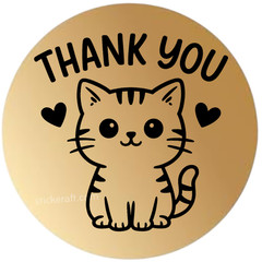Thank You Stickers Cute Cat Labels Small Business Packaging Seals