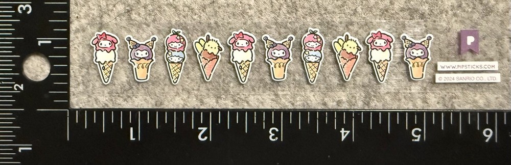 Pipsticks Sanrio Hello Kitty Ice Cream Kuromi Mini Sticker Sheet Pipstickers