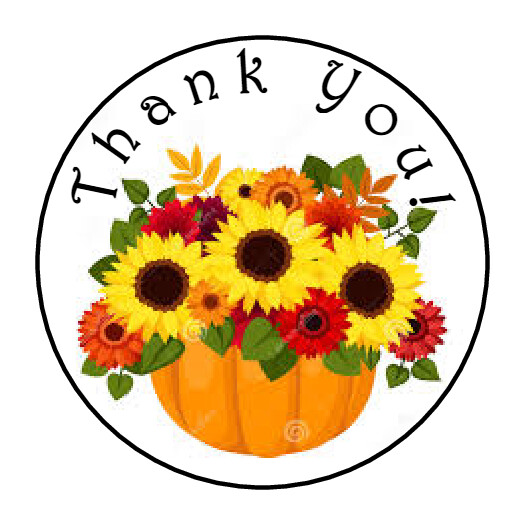 30 THANK YOU SUNFLOWERS 1.5 INCH LABELS ROUND STICKERS
