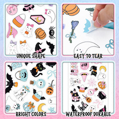 26 Sheets Halloween Stickers Crafts – 520Pcs Pumpkin Spider Skeleton Ghost Witch