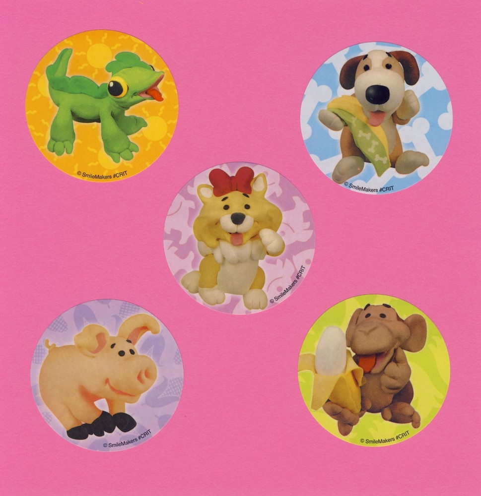 10 Clay Critters Baby Animals – Large Stickers – Dog, Monkey, Pig, Lizard