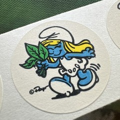 Vintage 80s Spearmint Matte Smurf Minty Sniff Stickers Peyo Strip