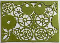 GEAR CARD PANEL Die-Cut(2pc) Steampunk•Cogs•Sprocket •Earthtone•Machine•Antique•