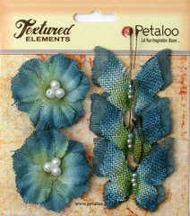 Petaloo Textured Elements » Burlap Butterflies & Blossoms x5 Denim Blue 1203-220