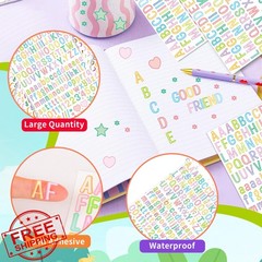 Auteard Letter Stickers Candy Color 0.5 Inch 60 Sheets