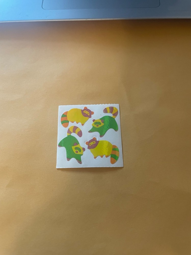 Vintage 1989s Great Seven Pearly Raccoon Stickers