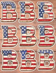 Patriotic Letter B Vinyl Die Cut Stickers Set Scrapbooking Laptop Waterbottle