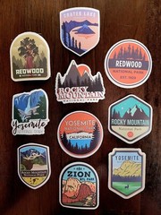 STICKERS x 10 National Parks Redwood Yosemite Zion Crater Rocky Mountain TR4