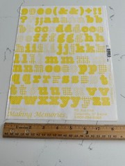 Making Memories Large Yellow Pattern Upper/Lower Case ABC/123 Scrapbooking