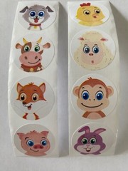 32 SMALL 1″ FARM ZOO JUNGLE SAFARI ANIMALS STICKERS ENVELOPE SEALS LABELS FAVORS