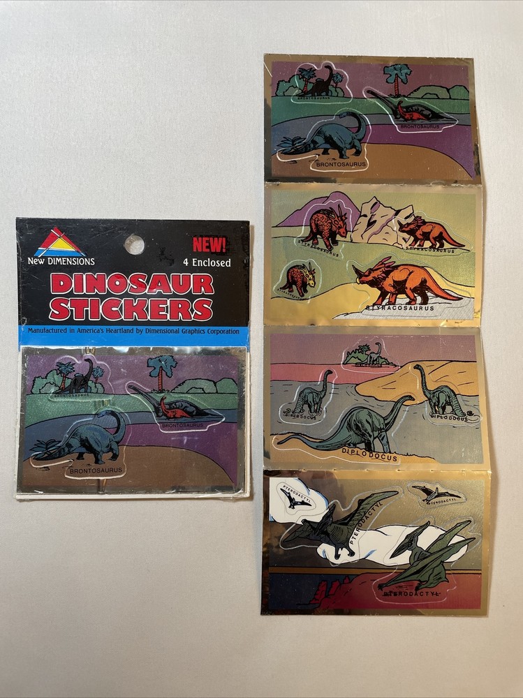 Dinosaur Stickers Chrome 4 Mini Sheets New In Package Made In USA