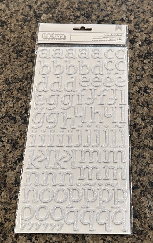 Thickers SUNNY Glitter Foam Letter Stickers White Glitter