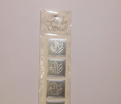 Fossler 28 (7 strips of 4) Vintage Envelope Seals ~Silver Flower~ Stickers NIP