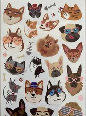 Stickers Fancy Dog + Cat Sunglasses Matte Finish Paper Decorate Foil Accents New