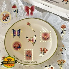 TKDKSFD 50pc Vintage Rose Gold Foil Stickers