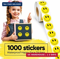 1000PCS Yellow Smiley Face Stickers 1 Inch – Bulk Happy Face Stickers for Cla…