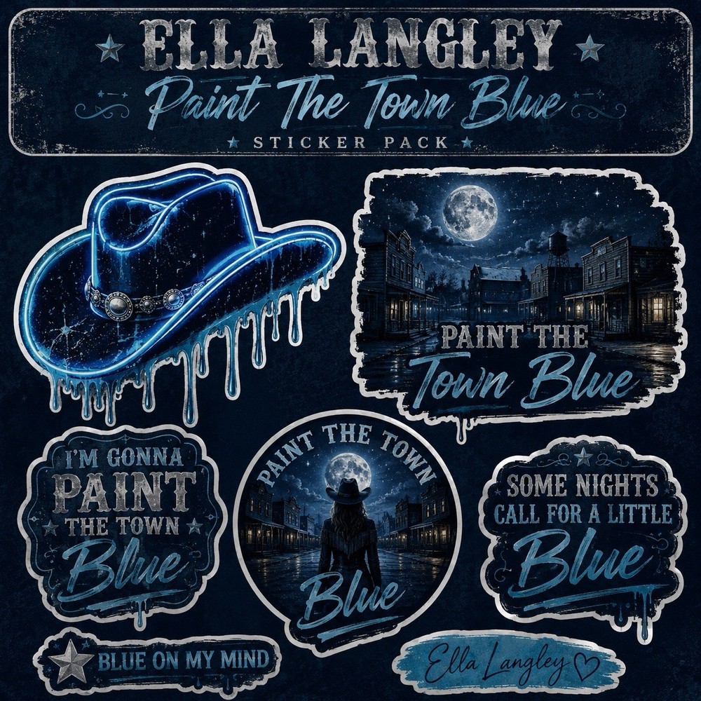 Ella Langley Paint The Town Blue Sticker Pack/Country Music/Holographic