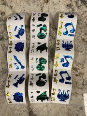 Lot of vintage 1980s stickers prism sparkly music notes/instruments KODAK paper