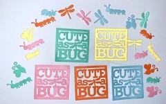5 CUTE AS A BUG cardstock paper die cut embellishments scrapbook / card making