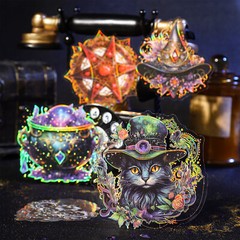 Magic Witch Gothic PET Stickers Gold Foil Bullet Journal Card Scrapbook Supplies