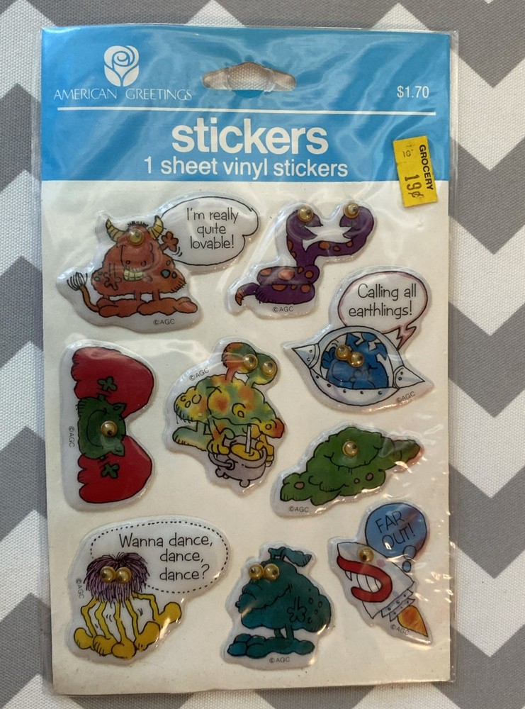 Vintage American Greetings Puffy Monsters Googly Eyes Stickers 1982 SEALED Rare