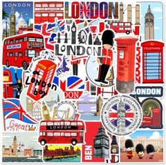 50 pcs England British London Life Style Stickers Decal Vinyl Weatherproof kids