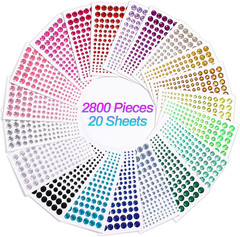 2800 Pcs Self Adhesive Gems Stickers for Crafts,20 Colors Rhinestones for Bedazz