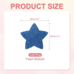 120PCS 1.4″x1.4″ Star Foam Stickers EVA Self Adhesive Foam Shape Sticker, Blue