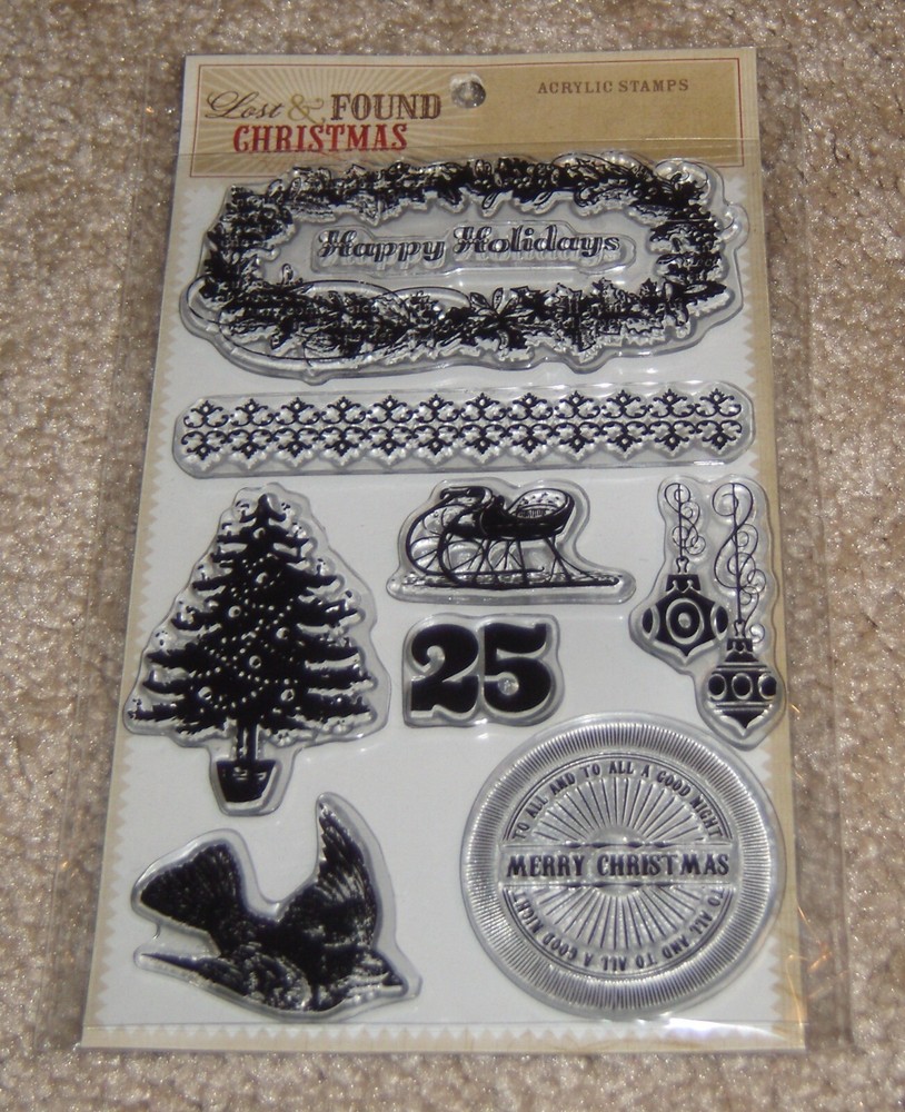 My Mind’s Eye Lost & Found Christmas Acrylic Stamp Set….NIP