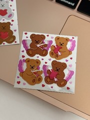 LOT of 2 mods Sandylion mylar foil cupid bear vintage stickers