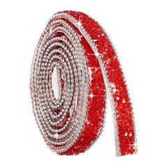 Self Adhesive Resin Rhinestone Strips, Diamond Bling for Crafts, Red